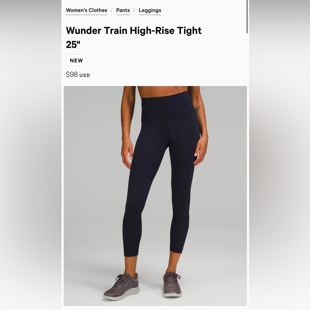 Lululemon Wunder Train Leggings tight 25 inch. Size 4. Perfect condition.